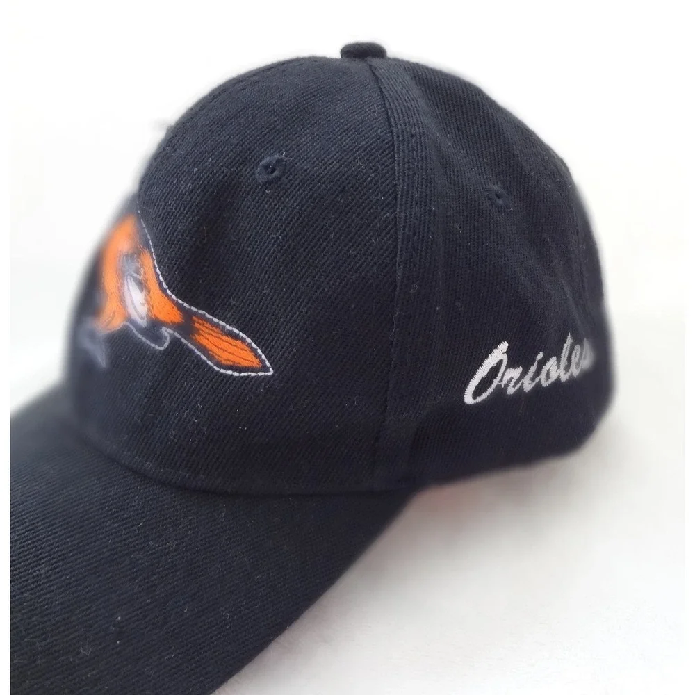 Baltimore Orioles Baseball Cap Hat Black Orange Embroidered Script Logo‎